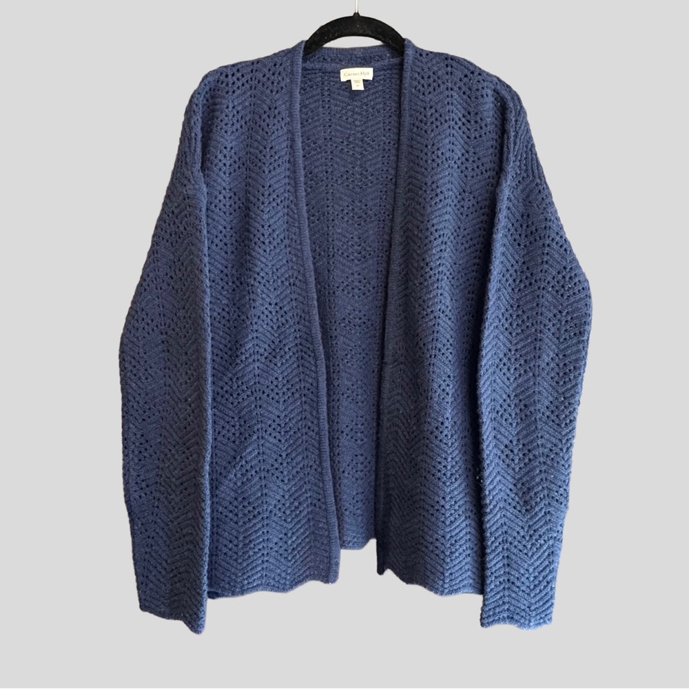 Garnet Hill Cashmere & Linen Lace-Stitch Cardigan